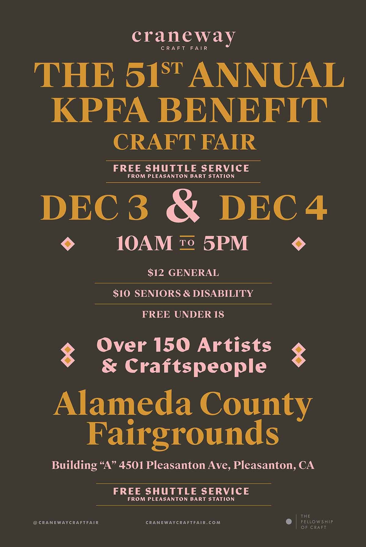 Craneway Craft Fair @ Alameda County Fairgrounds, Pleasanton 12/3-12/4